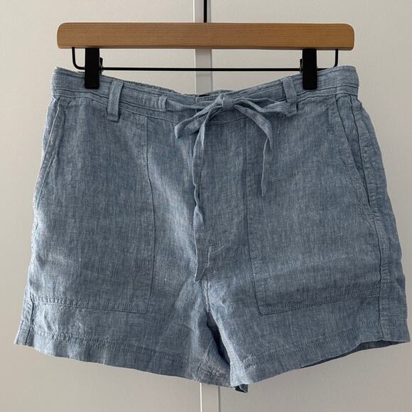 Madewell Pants - Madewell Light Blue Linen Blend Drawstring Shorts